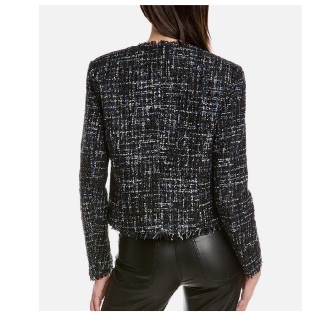 Bagatelle black, blue & white tweed sequin accented cropped blazer. Size S. NWT - Picture 2 of 7